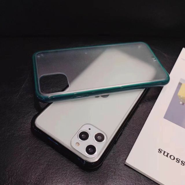 Ốp Lưng Nhám Viền Xanh Rêu 6plus 7plus 8plus X XS XSMAX 11 PRO MAX