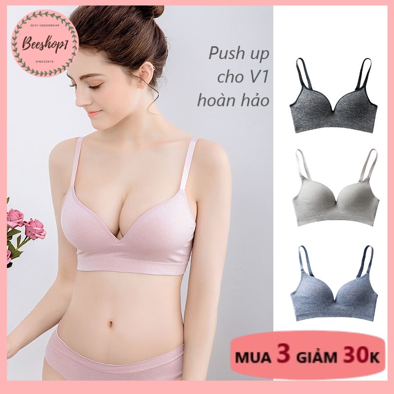 [ HÀNG CAO CẤP ] Áo lót cotton không gọng định hình , áo ngực đệm vừa 2.2cm nâng ngực muối tiêu cao cấp AC23