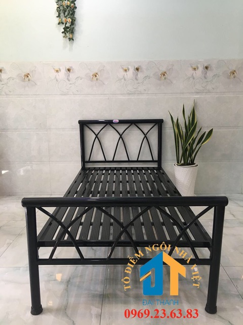 Giường sắt 1m6 đen đại thành 2 ngừoi nằm | BigBuy360 - bigbuy360.vn