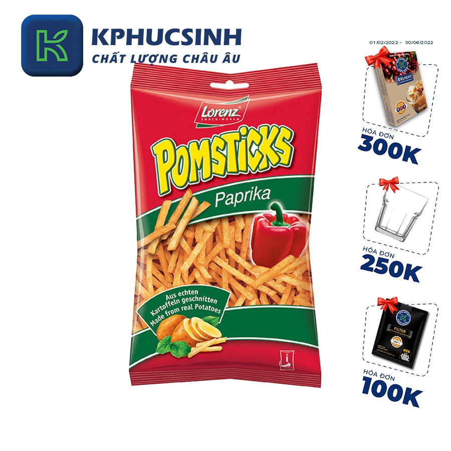 Khoai tây chiên pomsticks vị ớt paprika lorenz 100g Kphucsinh