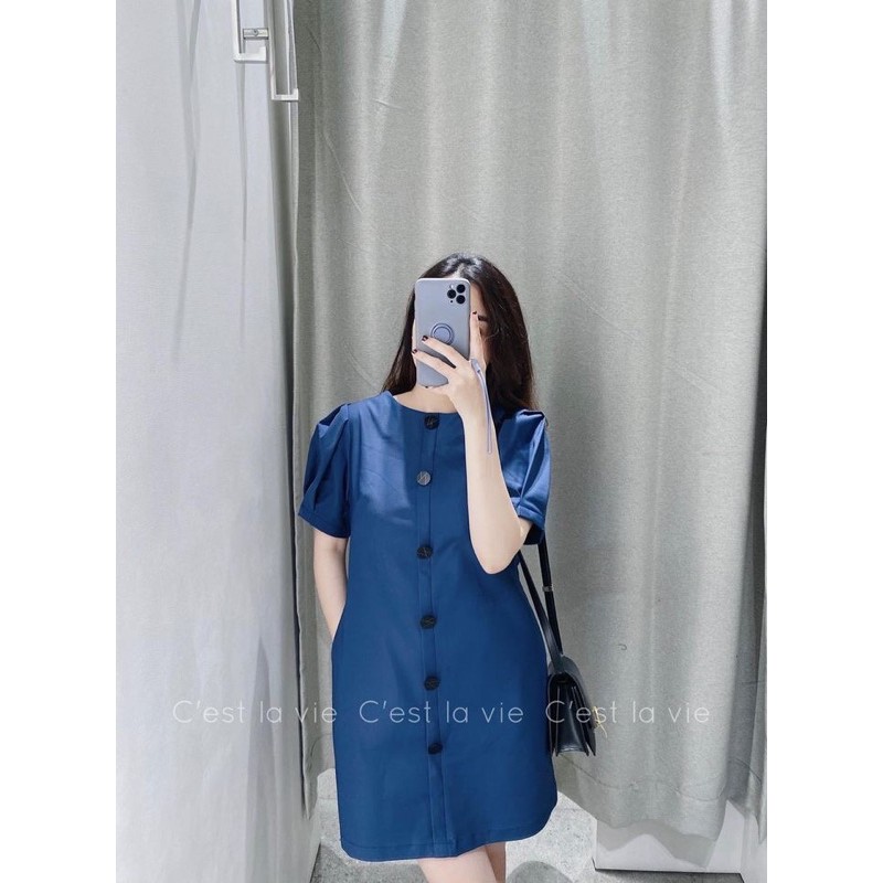 Váy thô tay bồng màu hồng tím cẩm | BigBuy360 - bigbuy360.vn