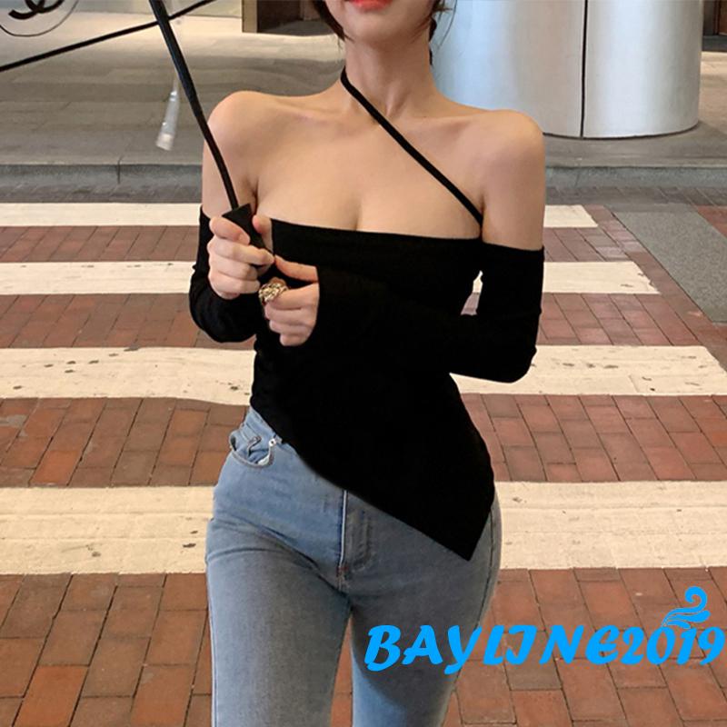 Áo Sơ Mi Dài Tay Trễ Vai Phong Cách Quyến Rũ Dành Cho Nữ