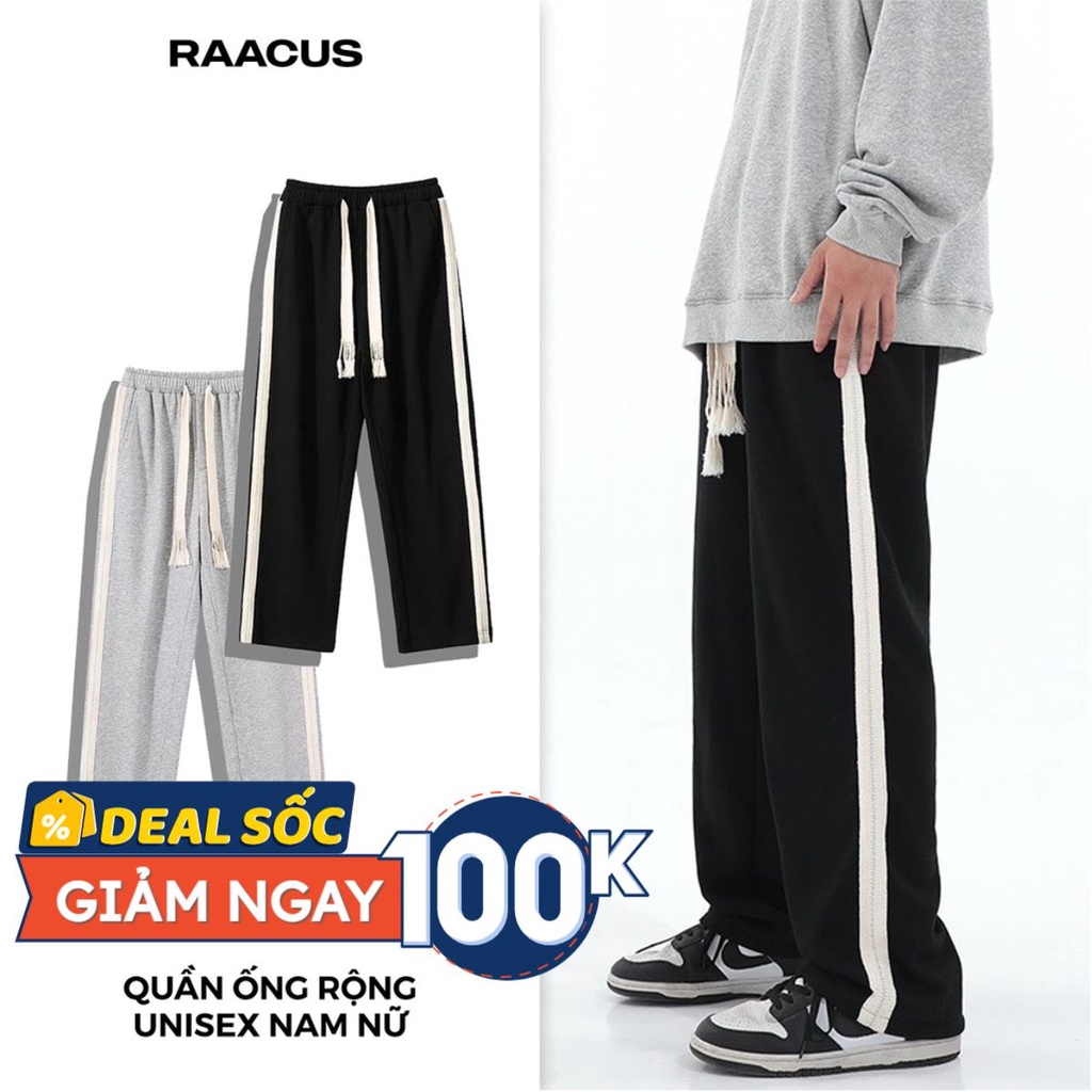 Quần ống rộng nam nữ RAACUS dáng suông unisex, quần ống suông nam nữ chất nhung tăm phong cách Hàn Quốc