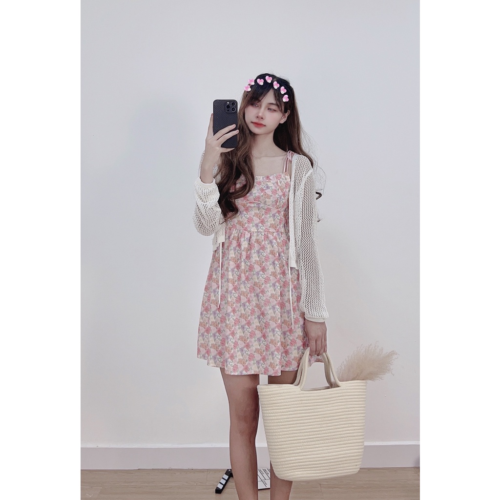 Váy hai dây hoa nhí vintage Hàn Ulzzang style 🌸 Hàng Quảng Châu