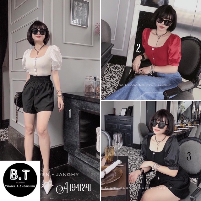 Áo len 4 cúc tay bồng mã 406