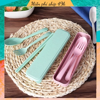 Bộ thìa , dĩa, đũa 3 chi tiết bằng lúa mạch 1601 miễn phí ship 49k