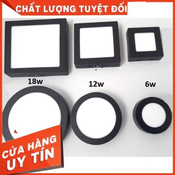 Đèn ốp trần led nổi viền đen 6W, 12W, 18W, 24W vuông/tròn