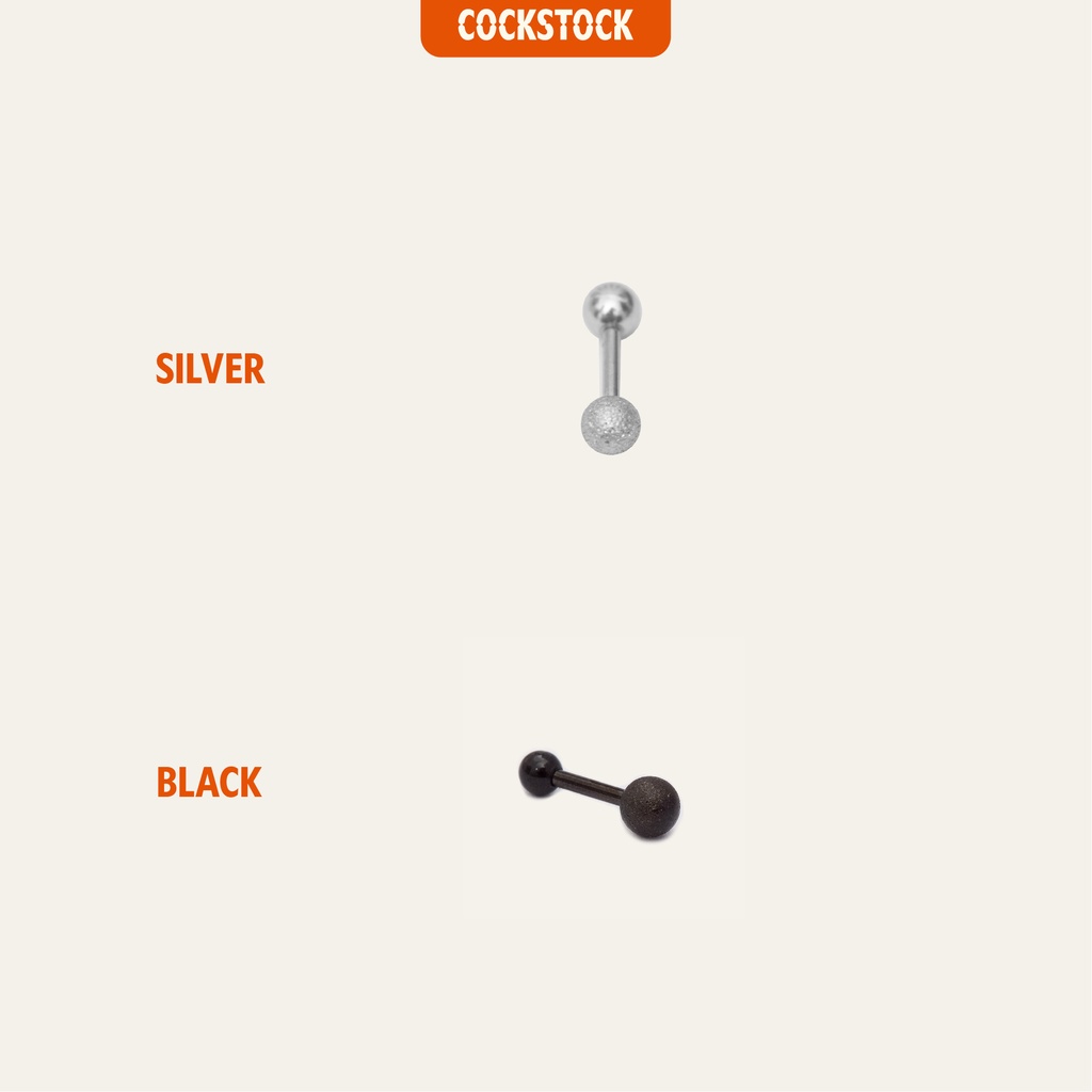 Khuyên tai 2 đầu bi nhám Rough Straight Barbell CockStock