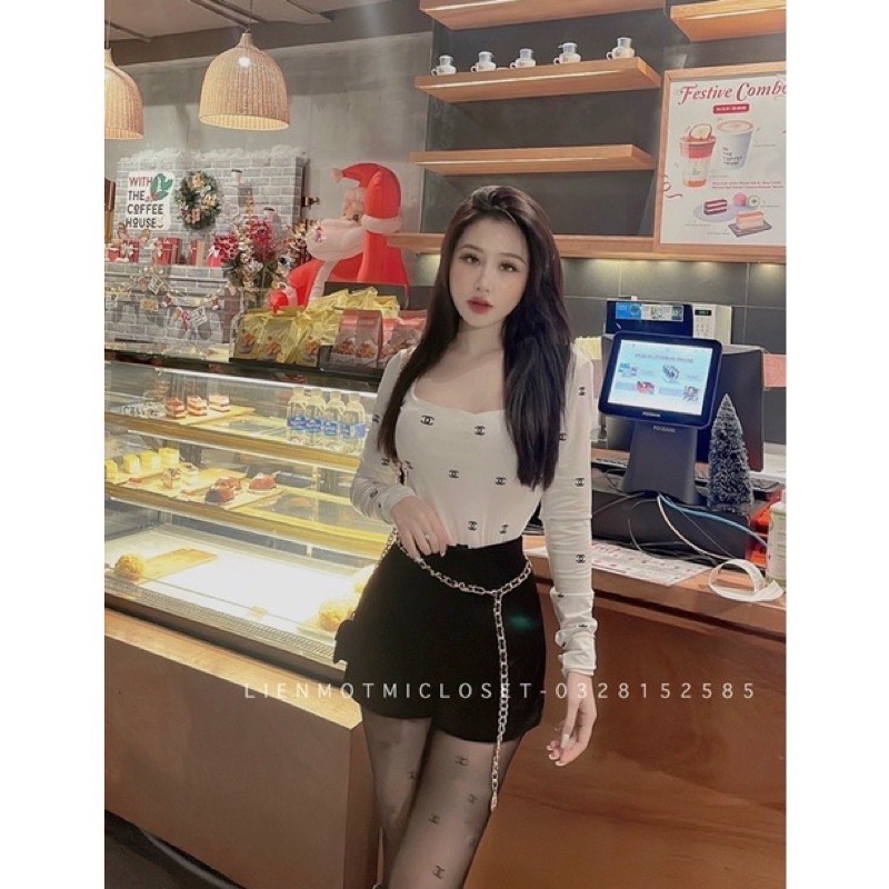 Áo body cổ vuông tôn dáng