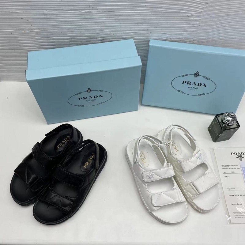 Sandal Prada 3 Màu Trắng Đen Kem Full Size 35-39