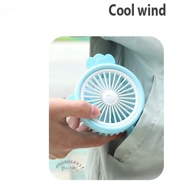 Quạt sạc mini cầm tay kitty gập để bàn