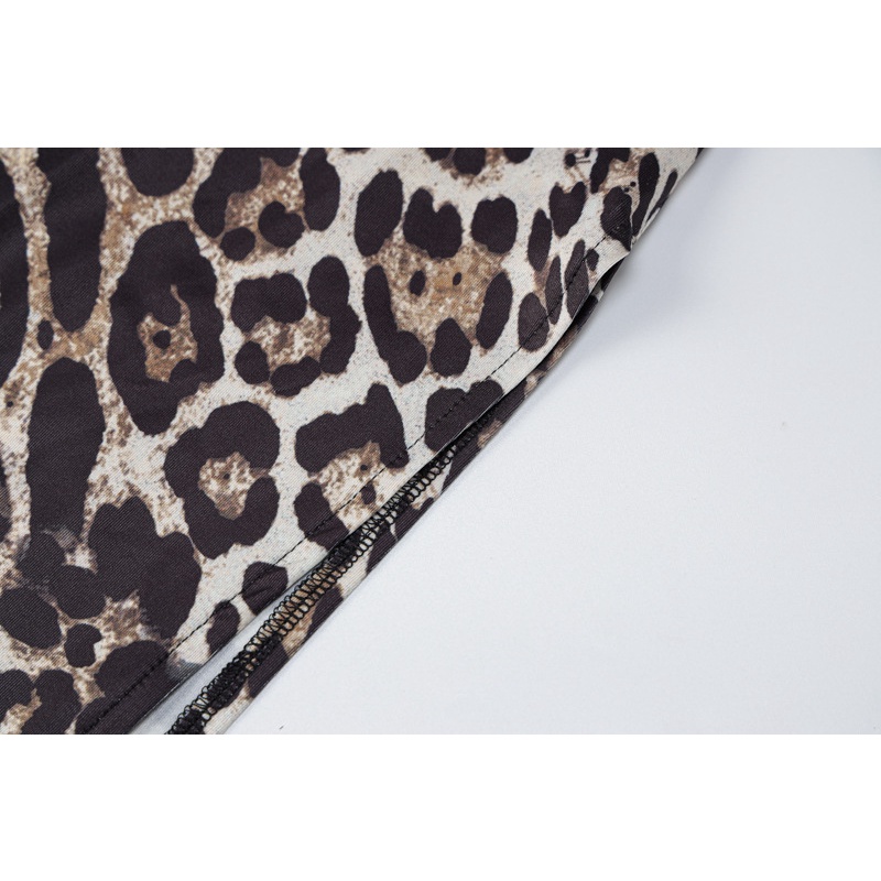 Đầm Hai Dây Lưng Cao Xẻ Tà Họa Tiết Da Báo Quyến Rũ Cho Nữ