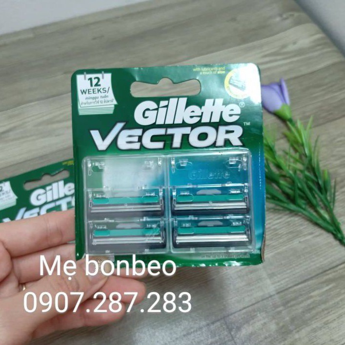 Dao cạo râu Gillette Vector 2 lưỡi vỉ 4 cái