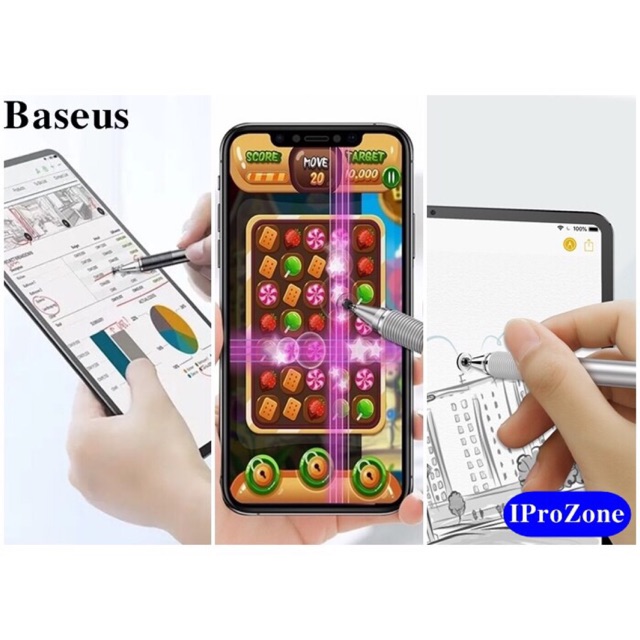 Bút cảm ứng Baseus 2in 1 cho ipad, iphone, smartphone, Tab