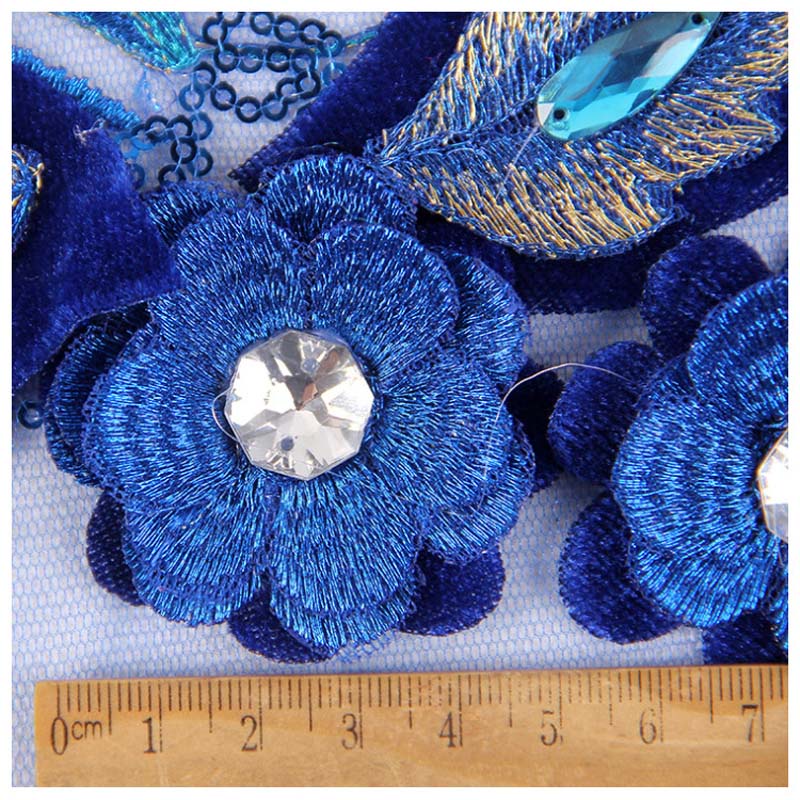 1 Miếng Vải Ren Thêu Hoa 3D 42CM * 19CM Trang Trí Quần Áo / Váy Cưới