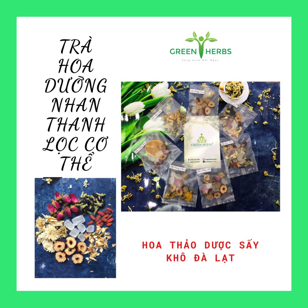 Trà dưỡng nhan, trà hoa quả, trà giảm cân giải độc mix nhiều vị GREEN HERBS