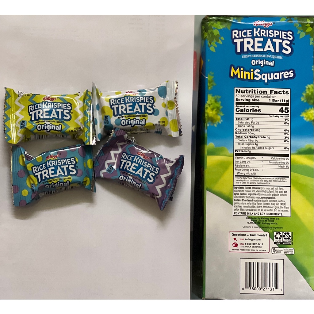 Bánh cốm gạo Kellogg's Rice Krispies Treats Original Mini Squares - Mỹ ( Giá bán lẻ)