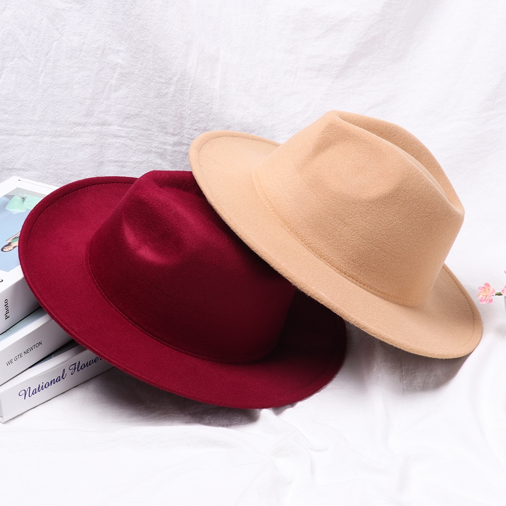 MOILY Vintage Stage Performance Wide Brim Dress Dance Party Woolen Fedora Hat