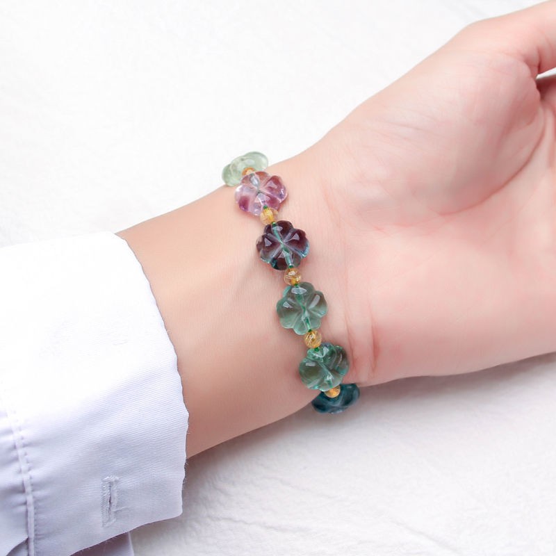 Vòng Tay Đá Fluorite Tự Nhiên Hình Cỏ Bốn Lá 515