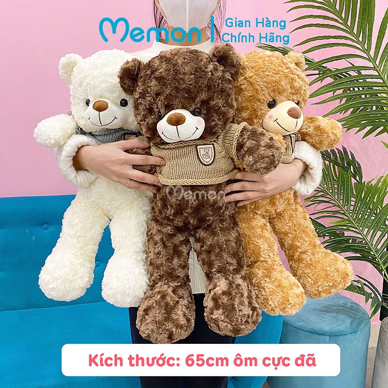 Gấu Bông Teddy Lông Xoắn Má Hồng Cao Cấp Memon