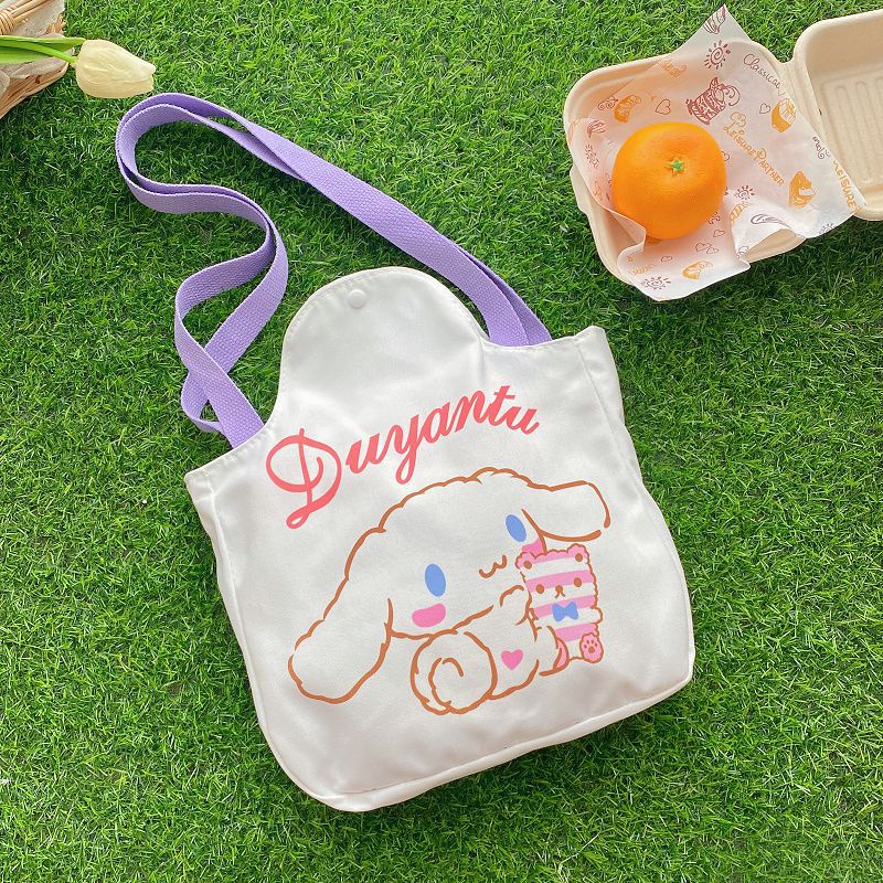 Túi Xách Vải Canvas In Họa Tiết Hoạt Hình Phối Màu Xinh Xắn Thời Trang Cho Nữ