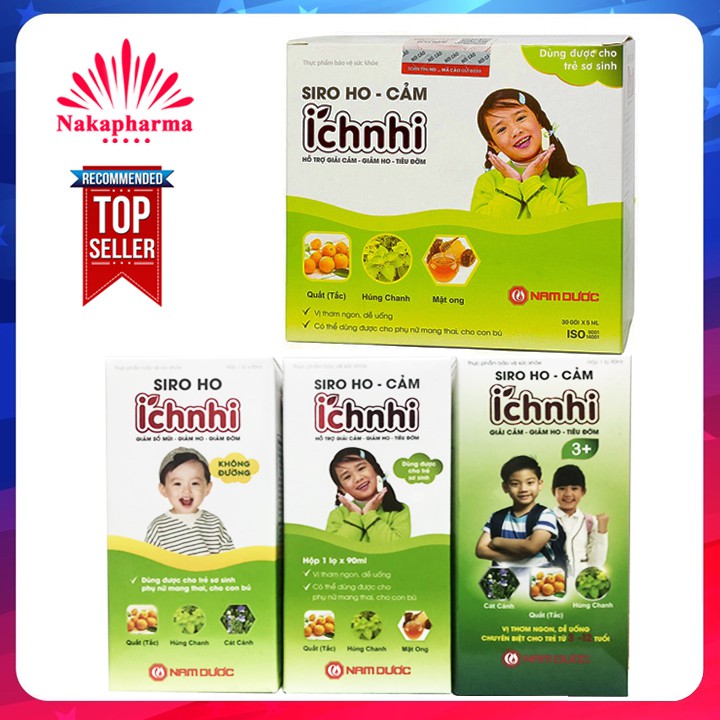 Siro Ho Cảm Ích Nhi 3+ Không Đường | Giúp giải cảm, giảm ho, hắt hơi nghẹt mũi, tiêu đờm, sổ mũi, tăng sức đề kháng