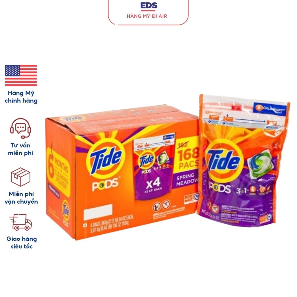 Viên giặt xả 3 tác động Tide Pod 3 in 1 - EDS Hàng Mỹ Đi Air