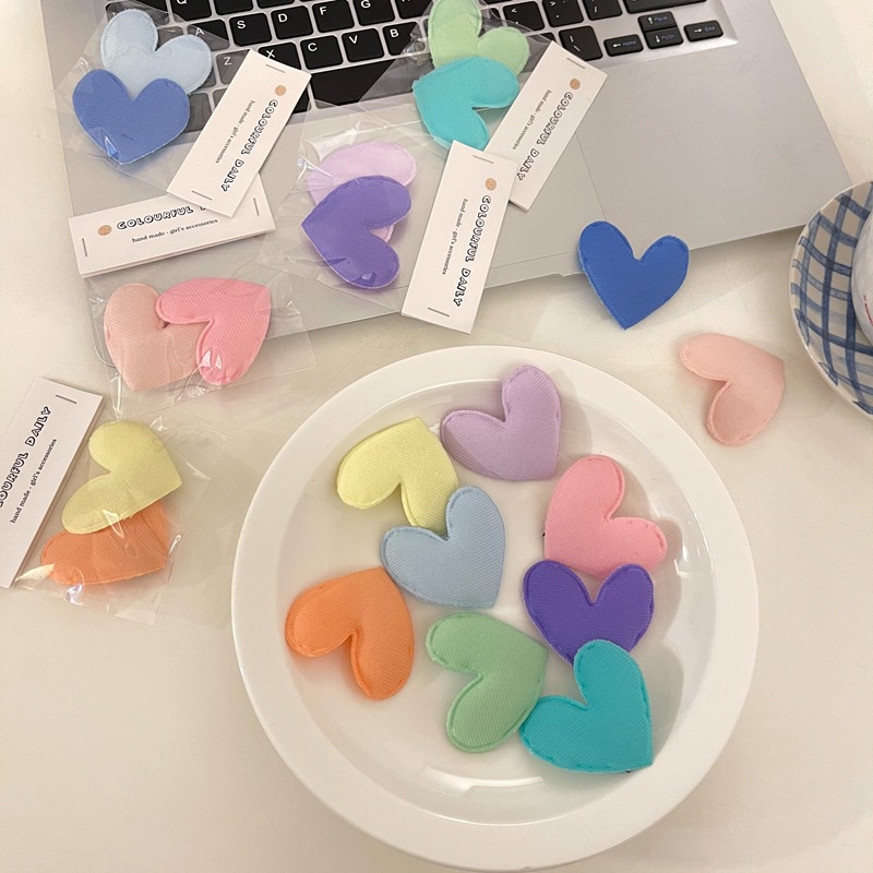 Set 2 kẹp tóc vải hình trái tim / gấu thời trang hàn quốc dành cho nữ
