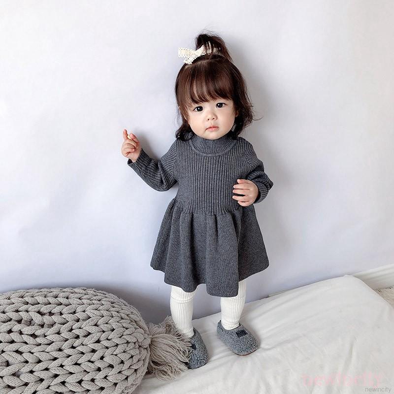 Đầm Tay Dài Màu Trơn Dành Cho Bé Gái