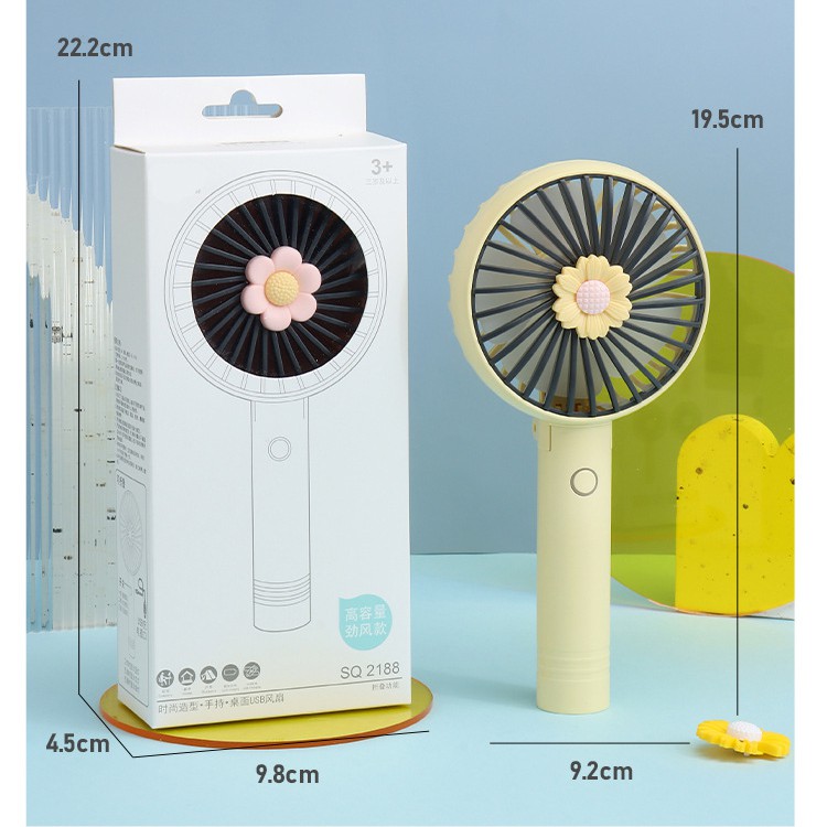 Quạt mini cầm tay DianDi Hoa Hướng Dương 2188 có thể gập gọn,pin sạc nhiều lần,quạt điện cầm tay | BigBuy360 - bigbuy360.vn