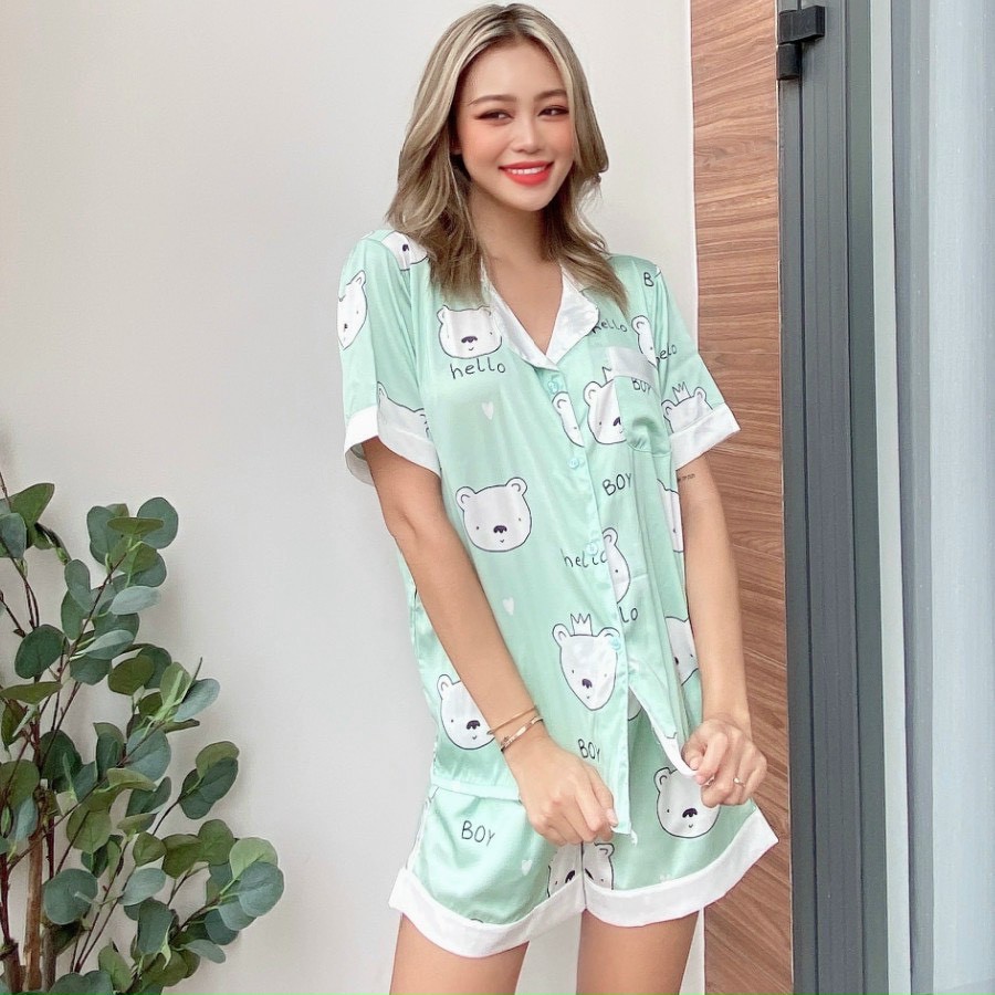 Bộ Lụa Đùi Họa Tiết Mặc Nhà | BigBuy360 - bigbuy360.vn