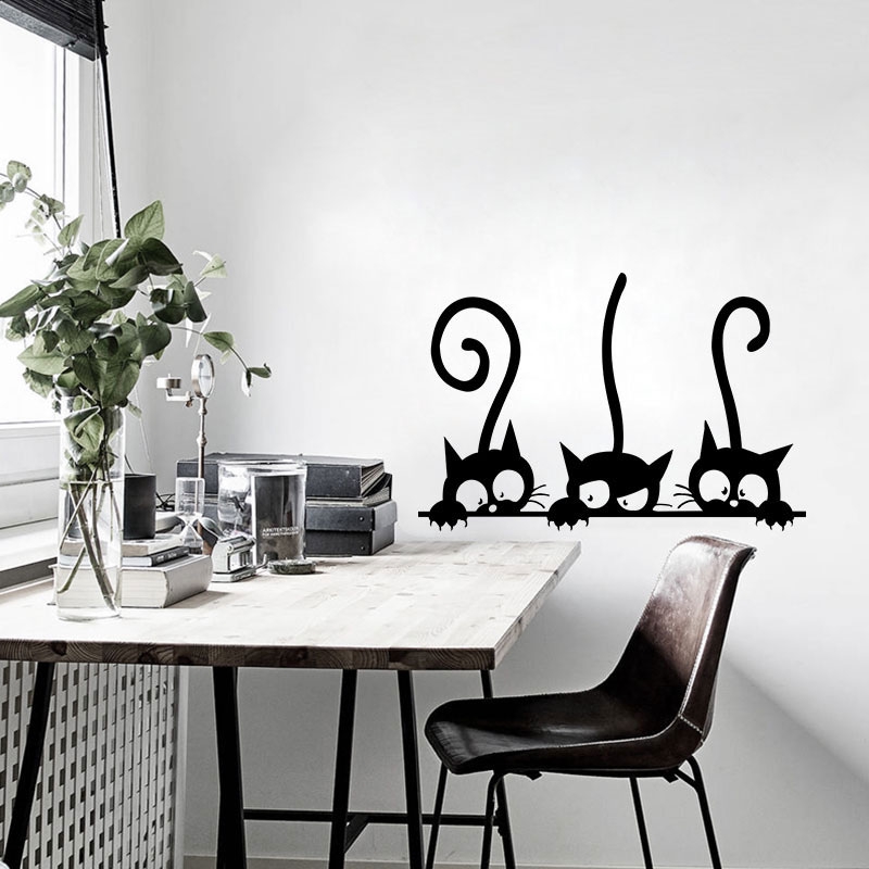 Sticker dán tường hình 3 chú mèo đáng yêu
