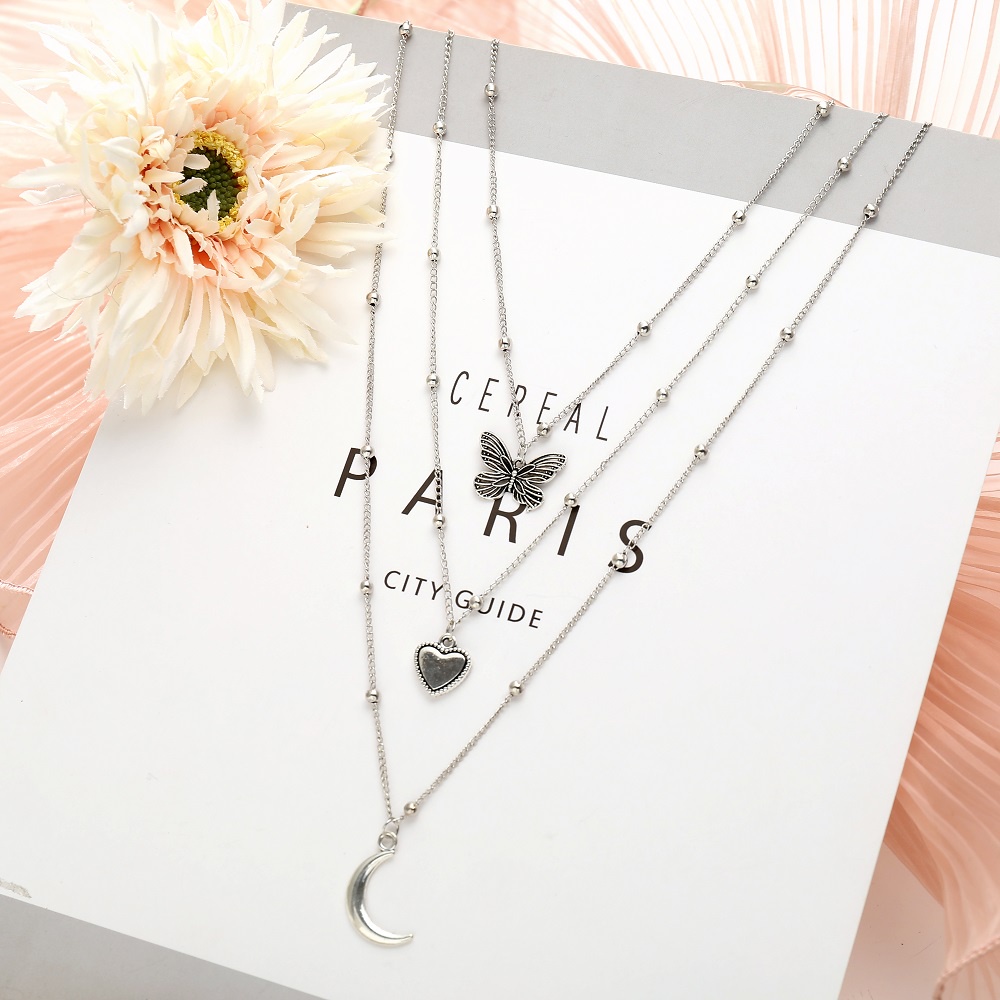 Dây chuyền màu bạc vàng đồng hình bướm/ rắn/ chữ cái dạng xích dày phong cách Hàn Quốc cho nữ