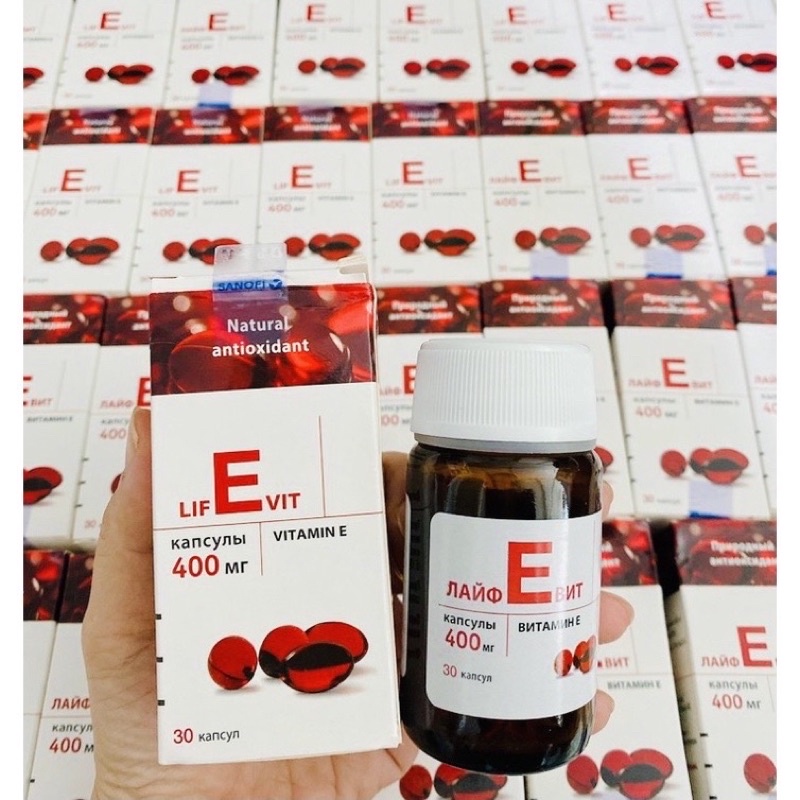 (Chuẩn Auth) VITAMIN E Đỏ Nga 400 IU Lọ Thủy Tinh 30 viên- Hàng Chính Hãng Nga