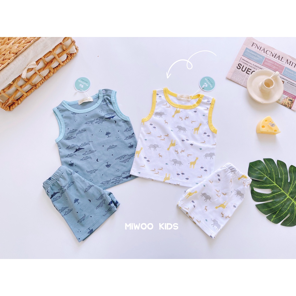 Bộ thun ba lỗ viền chính hãng Miwoo cho bé ngày hè mát mẻ
