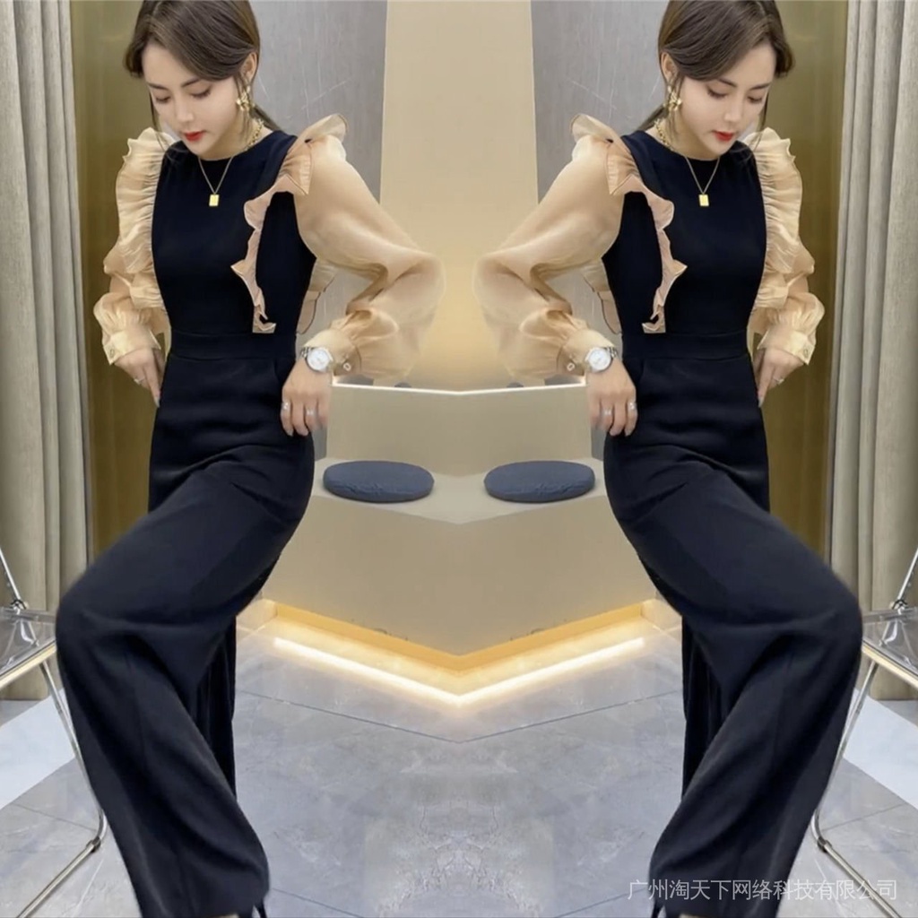 Jumpsuit Ống Rộng 2022 Thời Trang Mùa Xuân Phong Cách Mới Cho Nữ