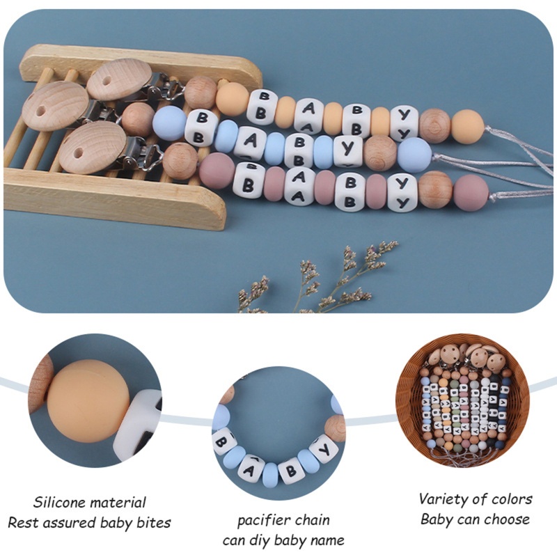 Đồ Chơi Kẹp Núm Vú Giả Bằng Silicone Đính Hạt Cho Bé Gặm Nướu