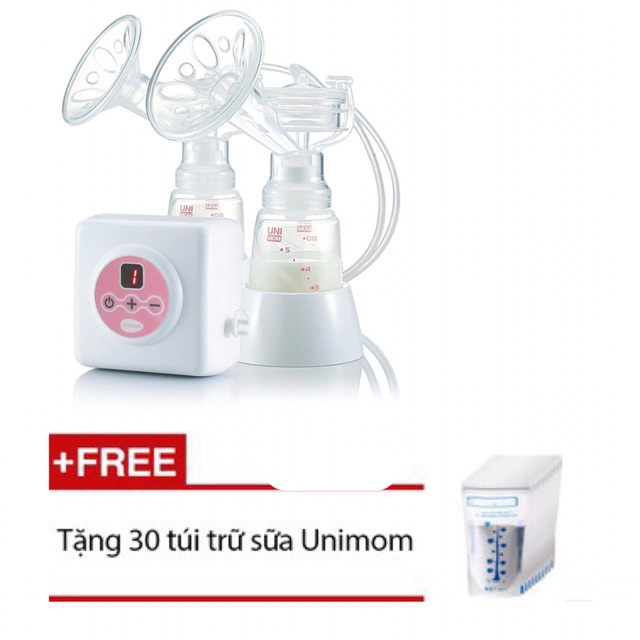 Máy hút sữa điện đôi Unimom có matxa silicon Premium Allegro - Tặng kèm 30 túi trữ sữa Unimom