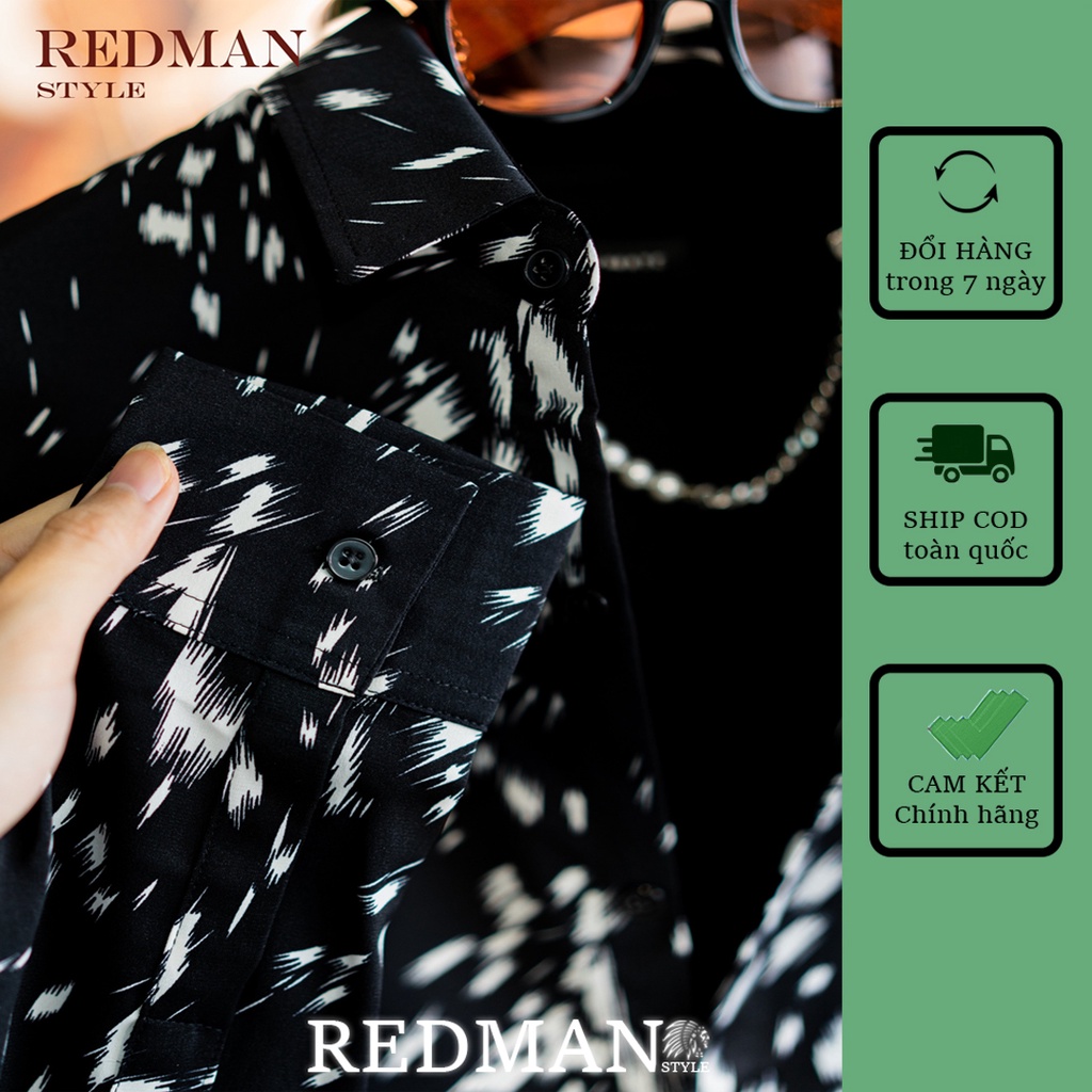 Áo sơ mi nam họa tiết dài tay mẫu da báo đen - Vải lụa cao cấp chống nhăn Hàn Quốc