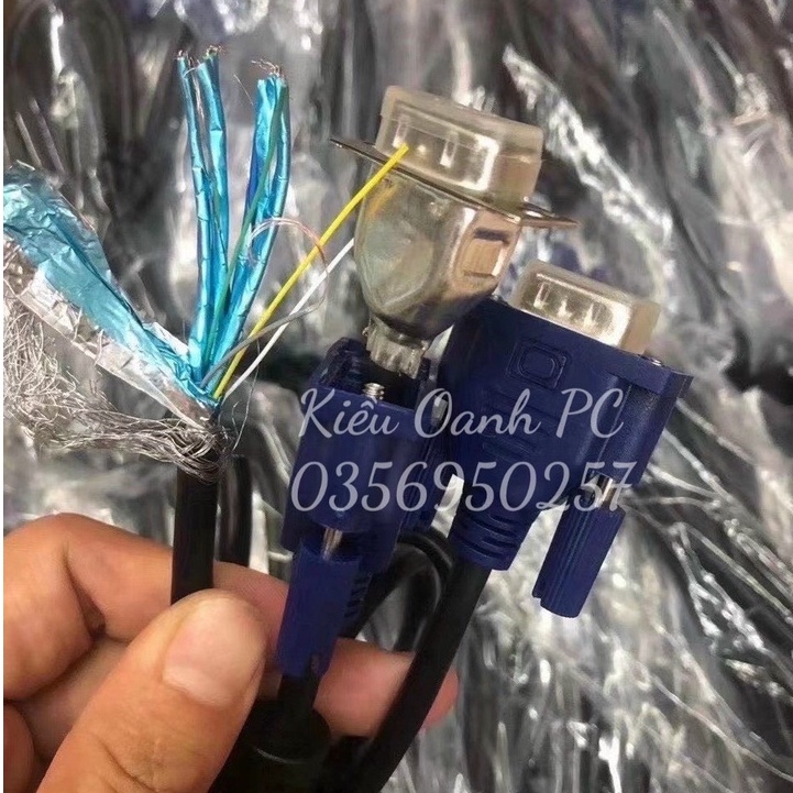 Dây Vga 1,5M Đen Đầu Xanh Xịn - Dây cáp kết nối 2 đầu dây vga (Loại tốt)