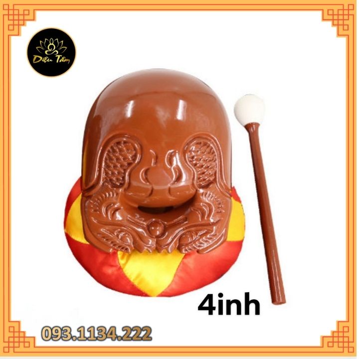 Mõ tụng kinh niệm phật gồm Mõ+dùi+đệm hàng đẹp ĐÀI LOAN gỗ cao cấp size từ 3,5inh đến 5inh
