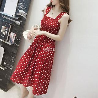 Đầm maxi nữ không tay chấm bi phong cách hàn quốc