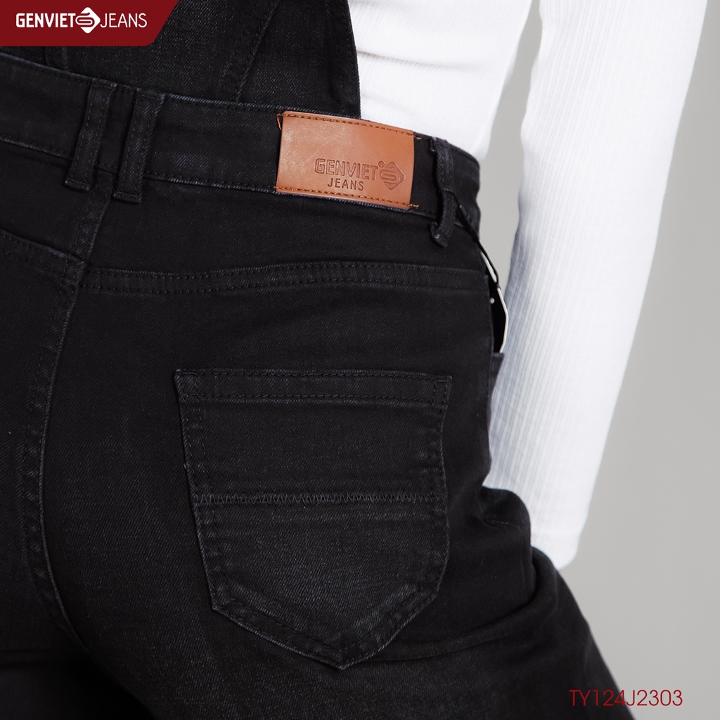 Quần Yếm Jeans Nữ Genviet Dáng Dài Xuông Ống Rộng Chất Bò Mềm Mát Cao Cấp Hiện Đại TY124J2303