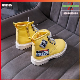Giày Bé Gái Boot Trẻ Em Giày Cao Cổ Da Mềm Màu Vàng (Không Lót Nhung) Size 27 - 31