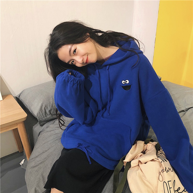 Áo hoodie nữ form rộng dài hình thêu vải nỉ chất đẹp hàng quảng châu BST ao thu đông unisex Ulzzang 2020