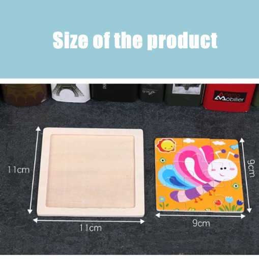 SABUY Đồ chơi trẻ em Xếp Hình 9 Mảnh Bằng Gỗ Dễ Thương Dành Cho Bé