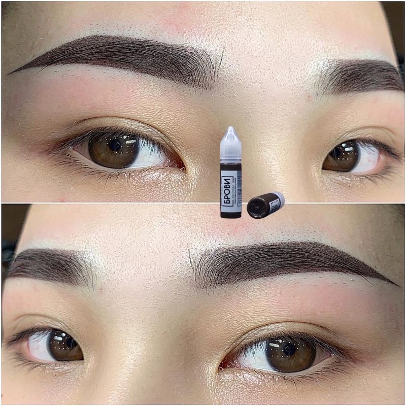 Mực Brovi cao cấp hữu cơ bản Nga xăm mày bám nhanh giữ màu 95% chính hãng dạng lọ 15ml