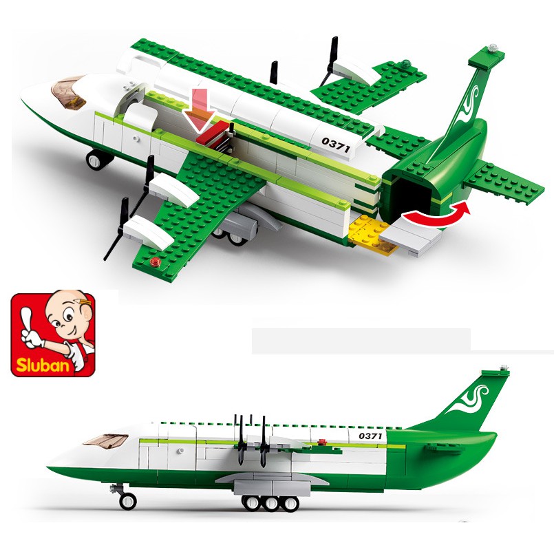 Mô hình lego máy bay chở hàng gồm 383 chi tiết đồ chơi trẻ em bằng nhựa cao cấp hãng Sluban