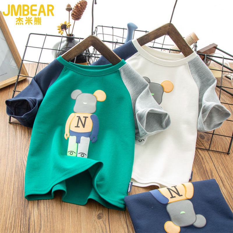 Áo Thun In Hoạt Hình Gấu Thời Trang Hè Cá Tính Dành Cho Bé Trai