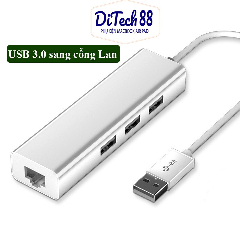 Cáp chuyển đổi Usb sang Lan để cắm vào mạng cho máy tính,USB to Lan,Type c to Lan cho Macbook DItech88